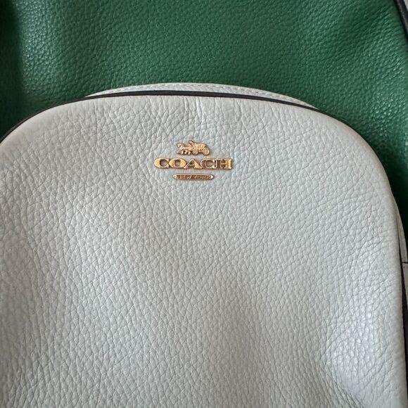 Coach (C2797) Court Light Teal Multi Colorblock Medium Pebbled Leather Backpack - Picture 3 of 12